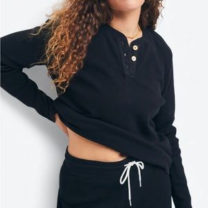 Organic Thermal Henley from MATE the Label in Jet Black